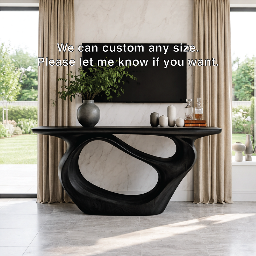 Solid Wood Console Table with Organic Curved Base, Modern Artistic Design - view 5 of 7