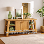 Modern Solid Wood Sideboard Cabinet, Farmhouse Buffet Storage Console with Shelves and Doors - view 4 of 7