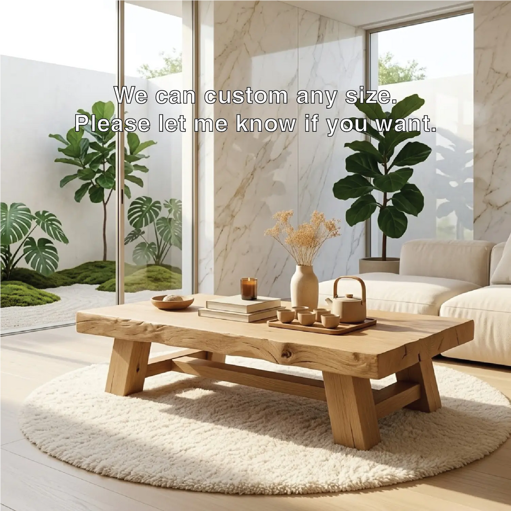 Handcrafted Solid Wood Coffee Table, Rustic Style with Geometric Legs - view 5 of 7