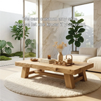 Handcrafted Solid Wood Coffee Table, Rustic Style with Geometric Legs - view 5 of 7