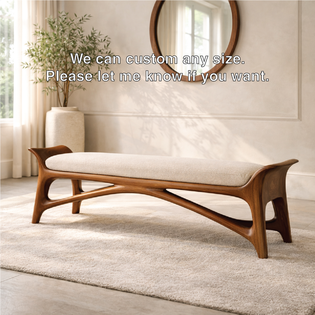 Modern Upholstered Entryway Bench, Luxury Sculptural Hallway Seat with Curved Frame - view 6 of 7