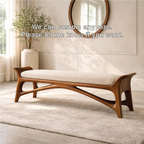 Modern Upholstered Entryway Bench, Luxury Sculptural Hallway Seat with Curved Frame - view 6 of 7