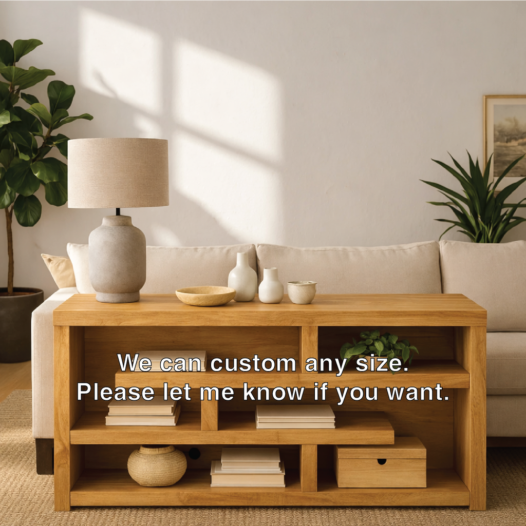 Modern Wood Console Table, Mid Century Media Console Cabinet with Open Storage Shelves - view 4 of 7