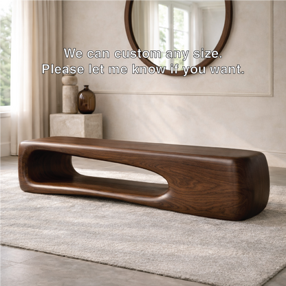 Modern Sculptural Wooden Entryway Bench, Curved Minimalist Hallway Seating Decor - view 7 of 7