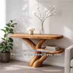 Handcrafted Tree Console Table – Solid Wood Entryway Table with Natural Root Design and Floating Shelf - view 4 of 7