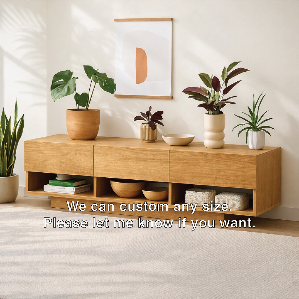 Modern Solid Wood Console Table, Minimalist Media Console Cabinet with Open Storage Shelves - view 4 of 7