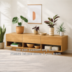 Modern Solid Wood Console Table, Minimalist Media Console Cabinet with Open Storage Shelves - view 4 of 7
