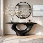 Solid Wood Console Table with Sculptural Base, Modern Minimalist Design - view 5 of 7