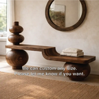 Sculptural Solid Wood Bench, Modern Artistic Entryway Statement Seating - view 2 of 7