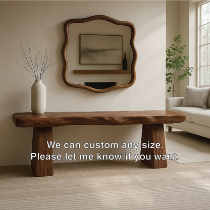 Solid Wood Entryway Bench with Sculpted Base, Handmade Rustic Hallway Seat - view 7 of 7
