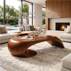 Modern Wooden Coffee Table with Sculptural Curved Design - view 7 of 7