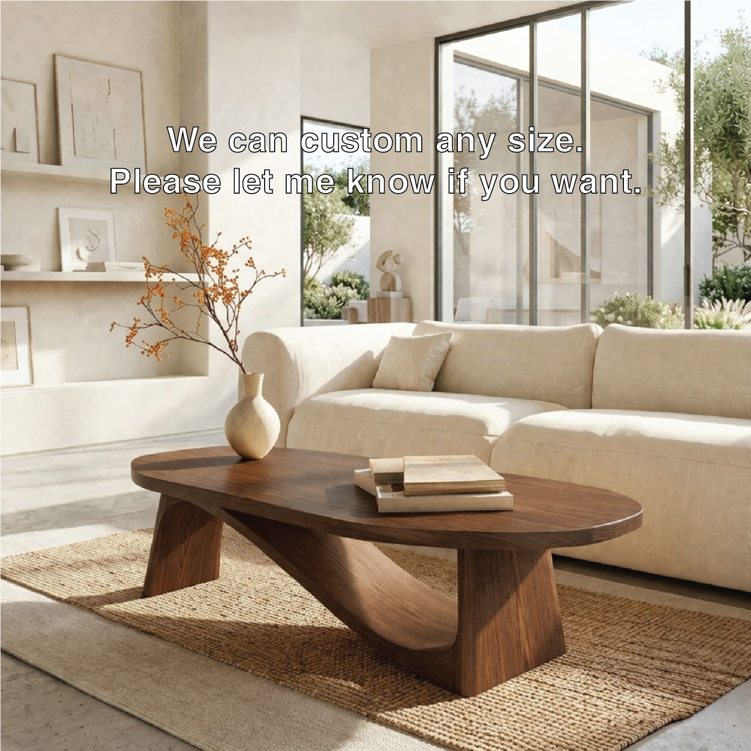 Modern Oval Coffee Table with Sculptural Base, Minimalist Living Room Centerpiece - view 5 of 7