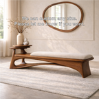 Contemporary Entryway Bench with Side Table Curved Hallway Seat Minimalist Furniture - view 7 of 7