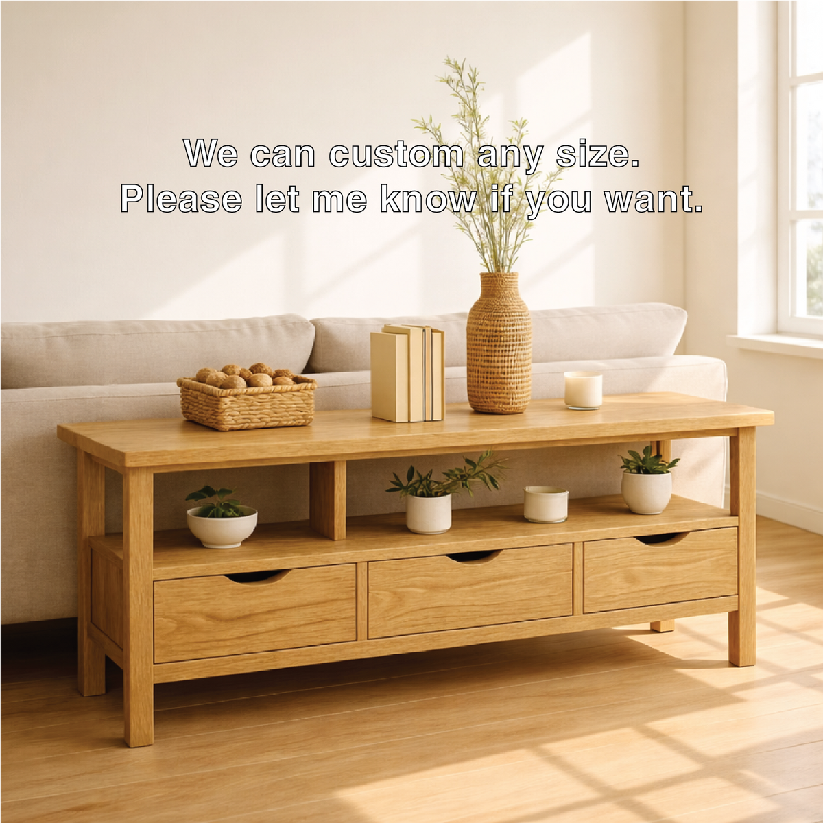 Solid Wood Console Table with Drawers and Shelf, Modern Entryway Sofa Table Wood Storage Cabinet - view 4 of 7
