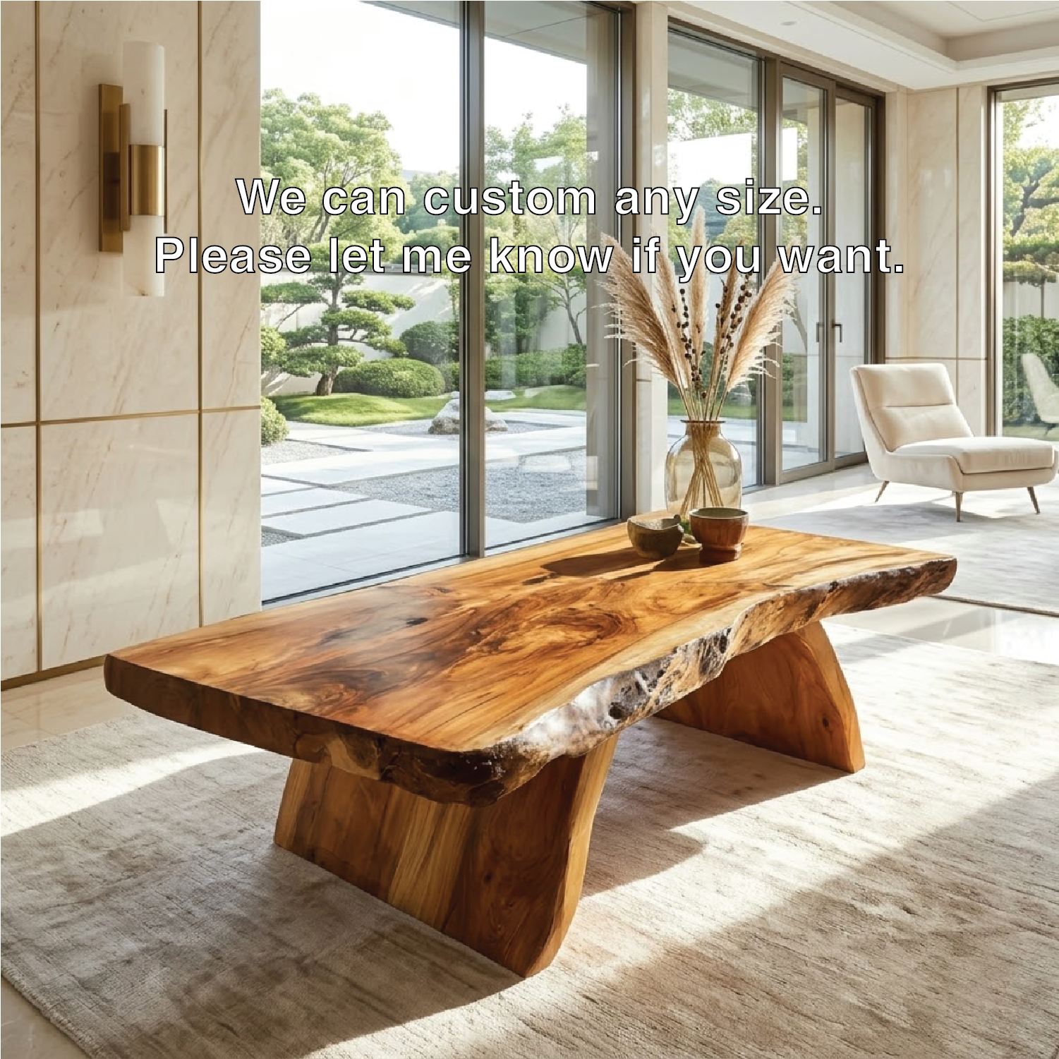 Organic Live Edge Coffee Table with Sculptural Base, Modern Living-Room Statement Centerpiece - view 5 of 7