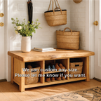 Solid Wood Entryway Bench with Storage Cubbies and Shoe Organizer Shelf - view 3 of 7