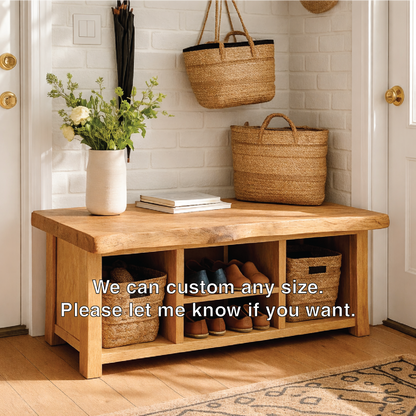 Solid Wood Entryway Bench with Storage Cubbies and Shoe Organizer Shelf - view 3 of 7