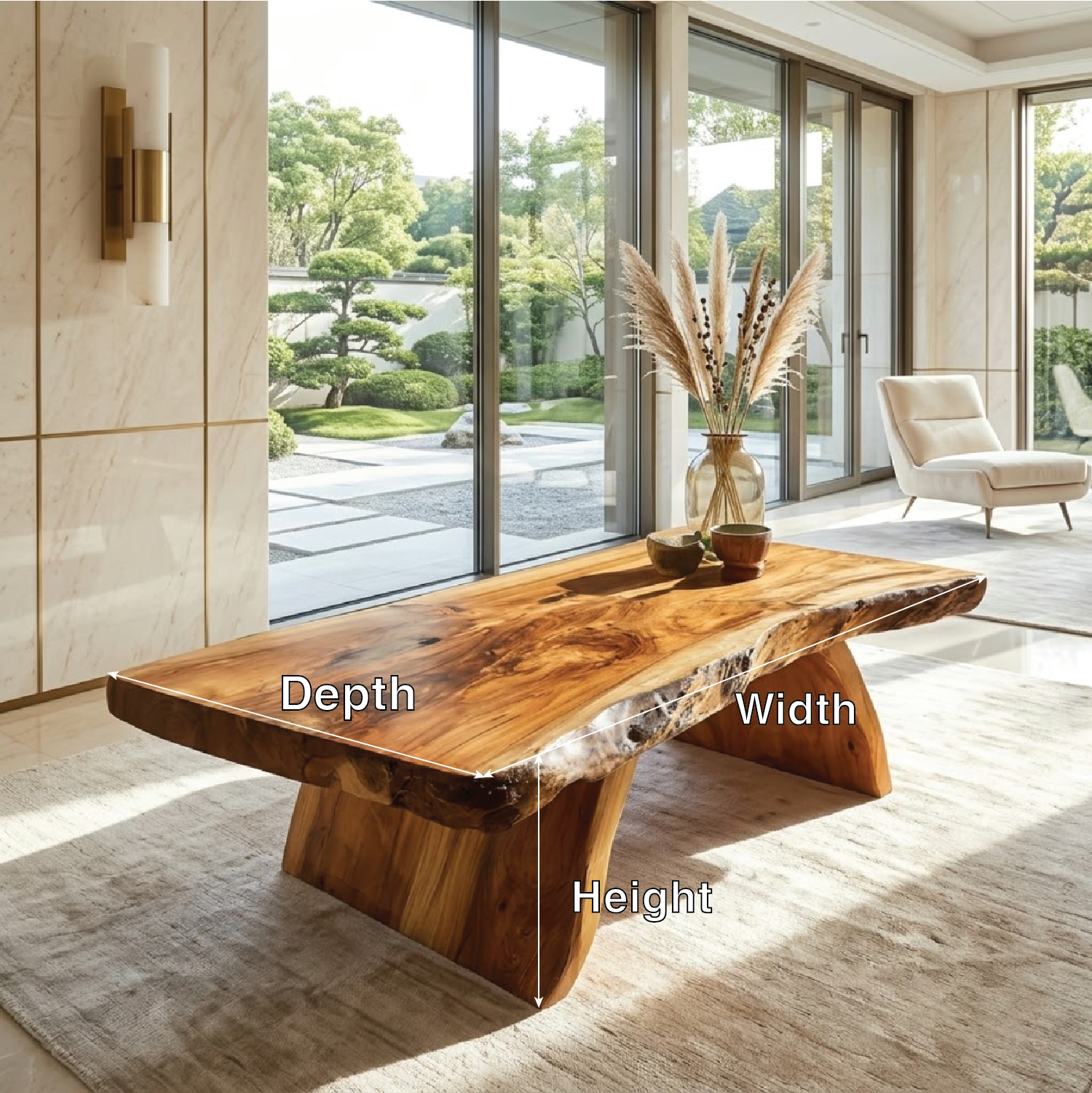 Organic Live Edge Coffee Table with Sculptural Base, Modern Living-Room Statement Centerpiece - view 7 of 7