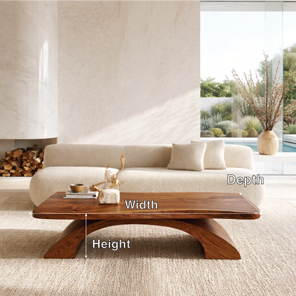 Organic Sculptural Coffee Table with Curved Base, Modern Minimalist Living Room Table - view 7 of 7