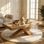 Rustic Solid Wood Coffee Table with X-shaped Legs and Natural Finish - view 7 of 7