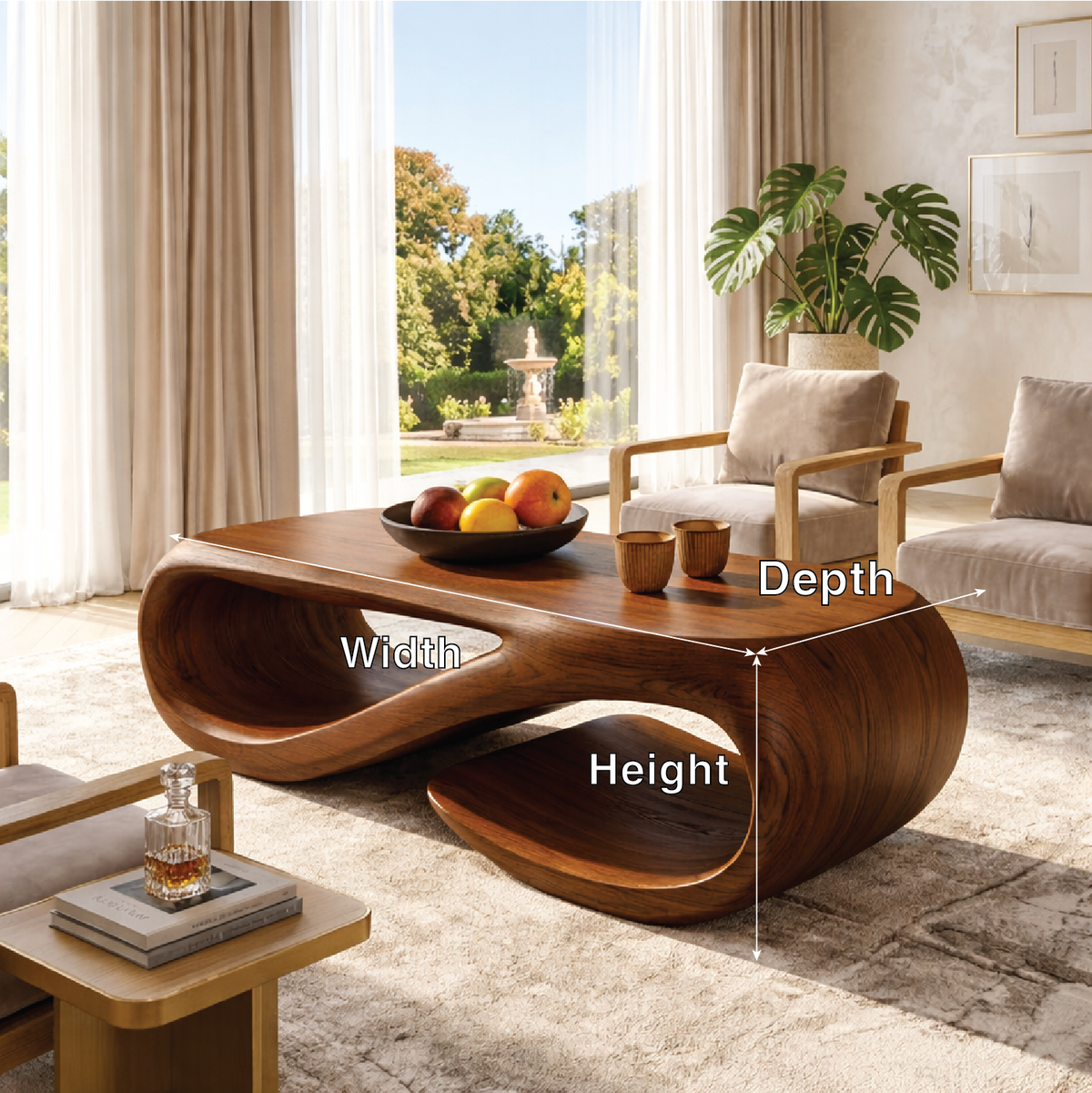 Sculptural Wooden Coffee Table with Modern Curved Design - view 7 of 7