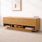 Modern Solid Wood Console Table, Minimalist Oak Media Console Cabinet with Storage Shelves - view 2 of 7