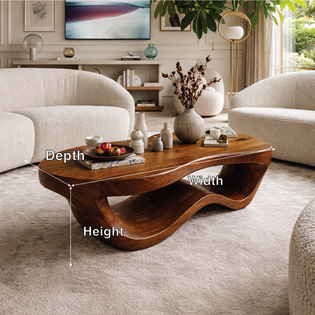 Modern Wooden Coffee Table with Elegant Curved Design - view 7 of 7