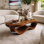 Modern Wooden Coffee Table with Elegant Curved Design - view 7 of 7