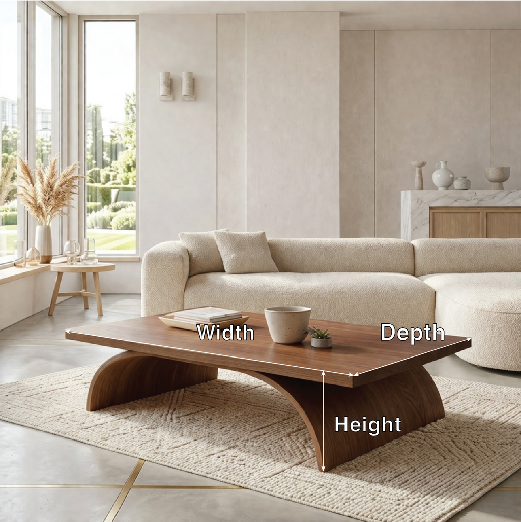 Modern Sculptural Coffee Table with Curved Base, Minimalist Living Room Centerpiece - view 7 of 7