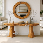 Rustic Solid Wood Console Table, Natural Tree Trunk Base Entryway Hallway Furniture - view 2 of 7
