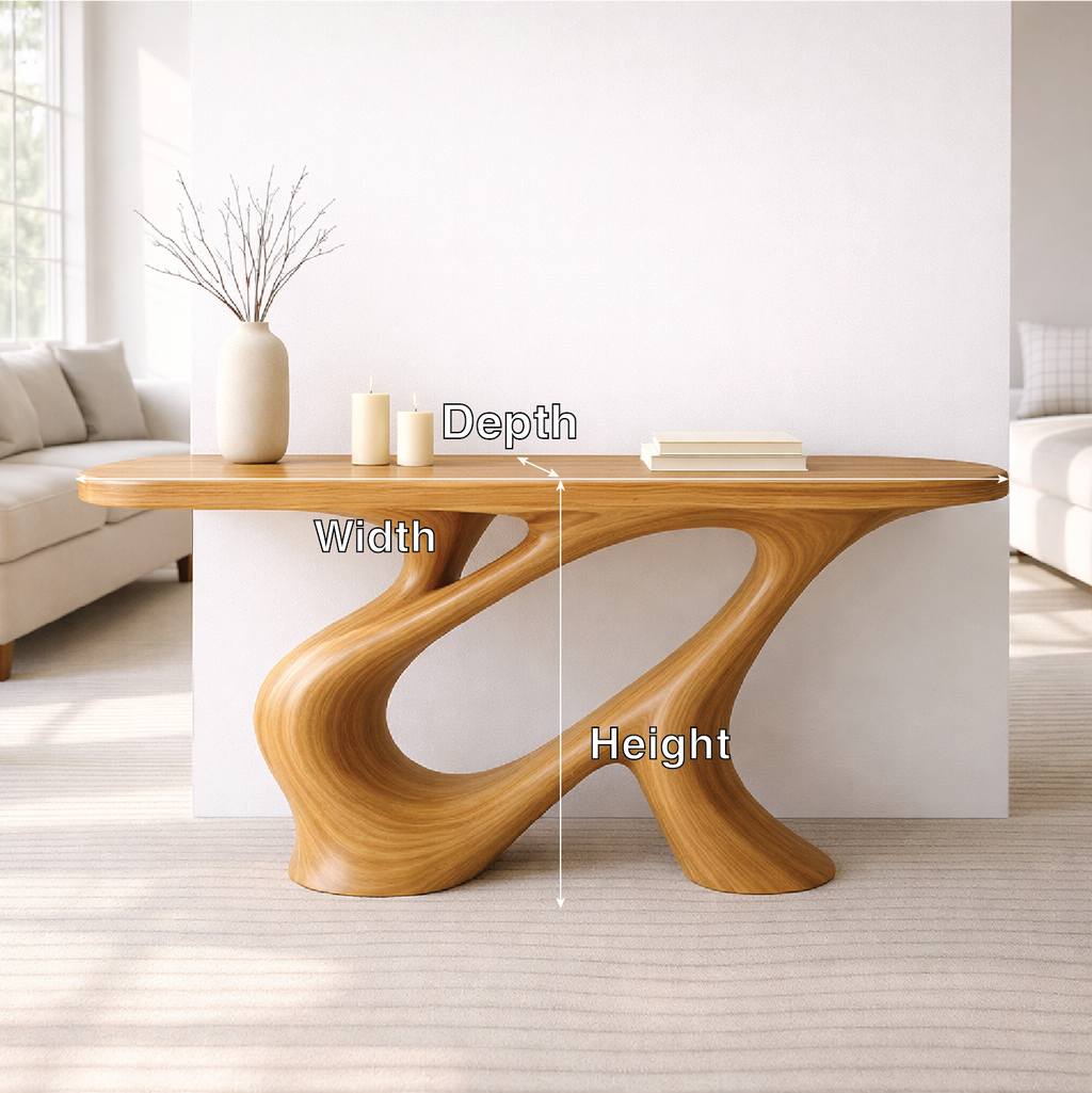 Modern Solid Wood Console Table, Sculptural Organic Base Walnut Entryway Hallway Statement Furniture - view 2 of 7