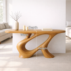 Modern Solid Wood Console Table, Sculptural Organic Base Walnut Entryway Hallway Statement Furniture - view 2 of 7