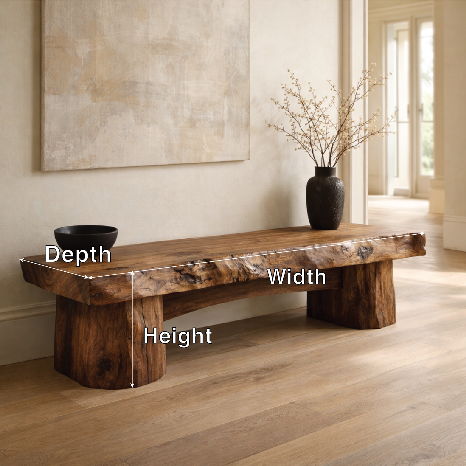 Rustic Entryway Bench Live Edge Hallway Seat Farmhouse Console Style Furniture - view 7 of 7