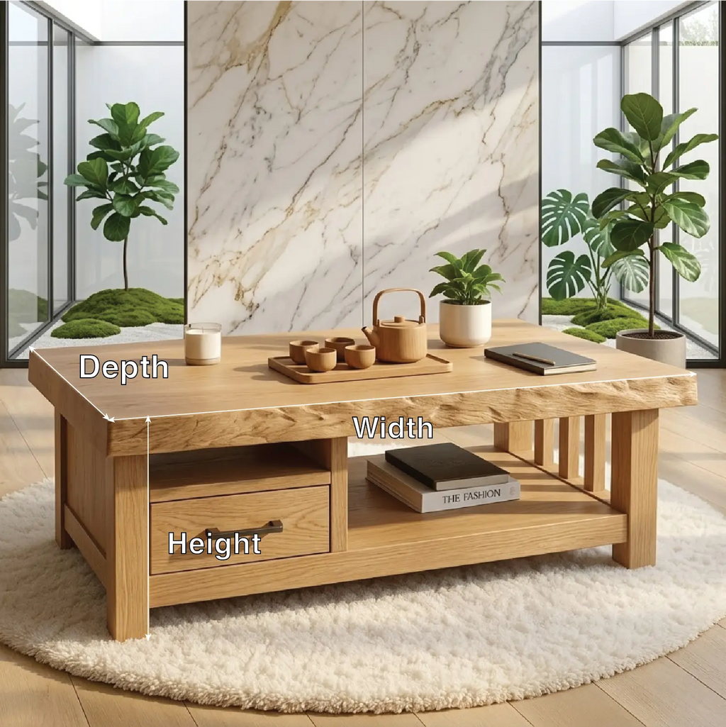 Modern Solid Wood Coffee Table with Drawer and Open Shelf for Living Room Storage - view 7 of 7