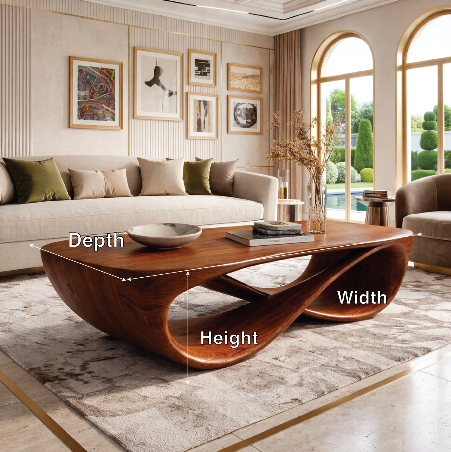 Elegant Wooden Coffee Table with Stylish Curved Design - view 7 of 7