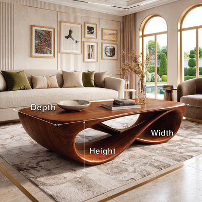 Elegant Wooden Coffee Table with Stylish Curved Design - view 7 of 7