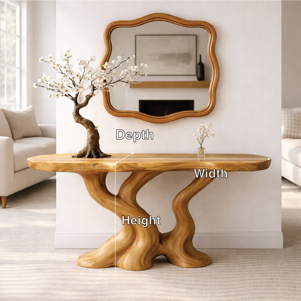 Sculptural Solid Wood Console Table, Organic Tree Root Base Entryway Hallway Furniture - view 2 of 7