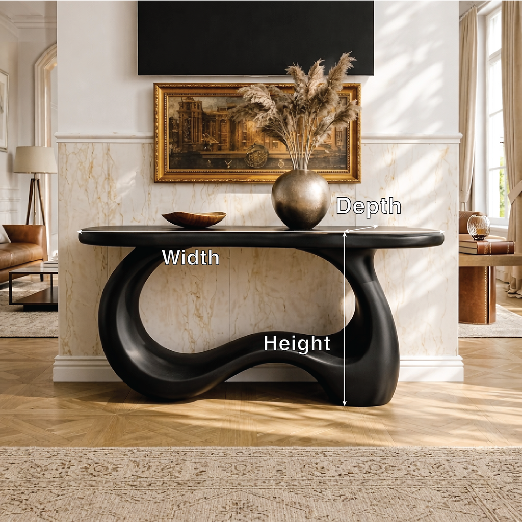 Solid Wood Console Table with Sculpted Curved Base, Modern Organic Design - view 7 of 7