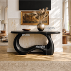 Solid Wood Console Table with Sculpted Curved Base, Modern Organic Design - view 7 of 7