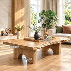 Unique Solid Wood Coffee Table with Artistic Design and Natural Finish - view 7 of 7