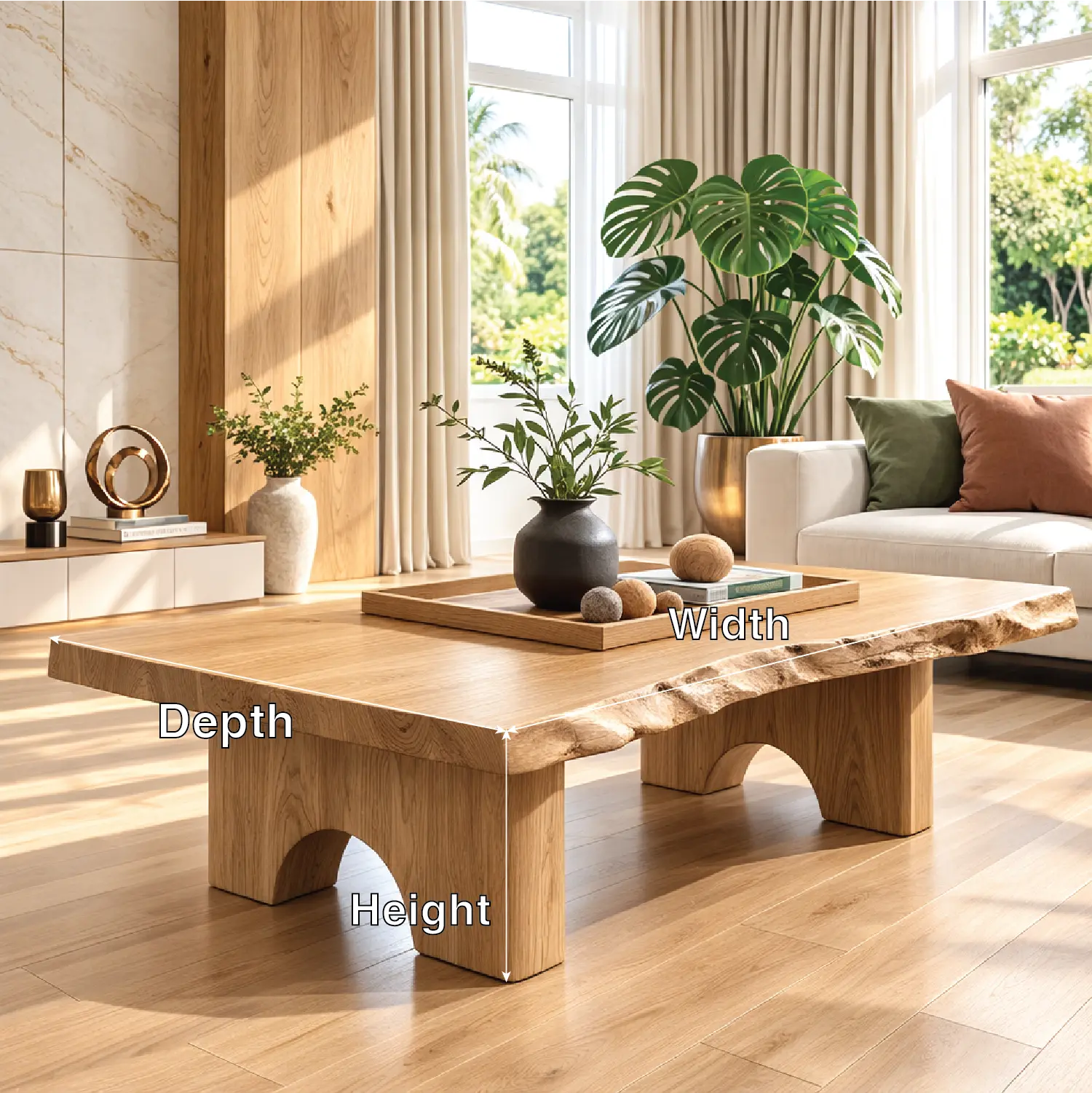 Unique Solid Wood Coffee Table with Artistic Design and Natural Finish - view 7 of 7