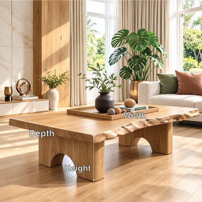 Unique Solid Wood Coffee Table with Artistic Design and Natural Finish - view 7 of 7