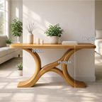 Modern Solid Wood Console Table, Sculptural Curved Base Entryway Hallway Statement Furniture - view 2 of 7
