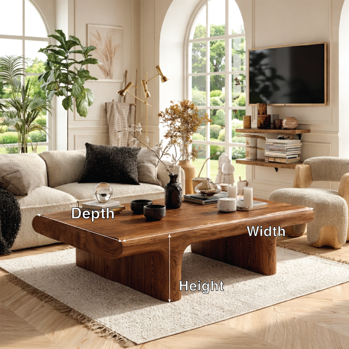 Unique Wooden Coffee Table with Sculptural Curved Design - view 7 of 7