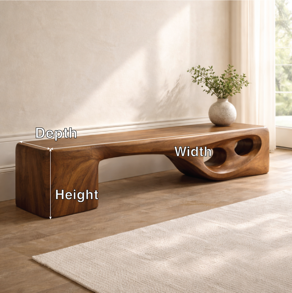 Modern Entryway Bench Sculptural Curved Hallway Seat Organic Statement Furniture - view 7 of 7