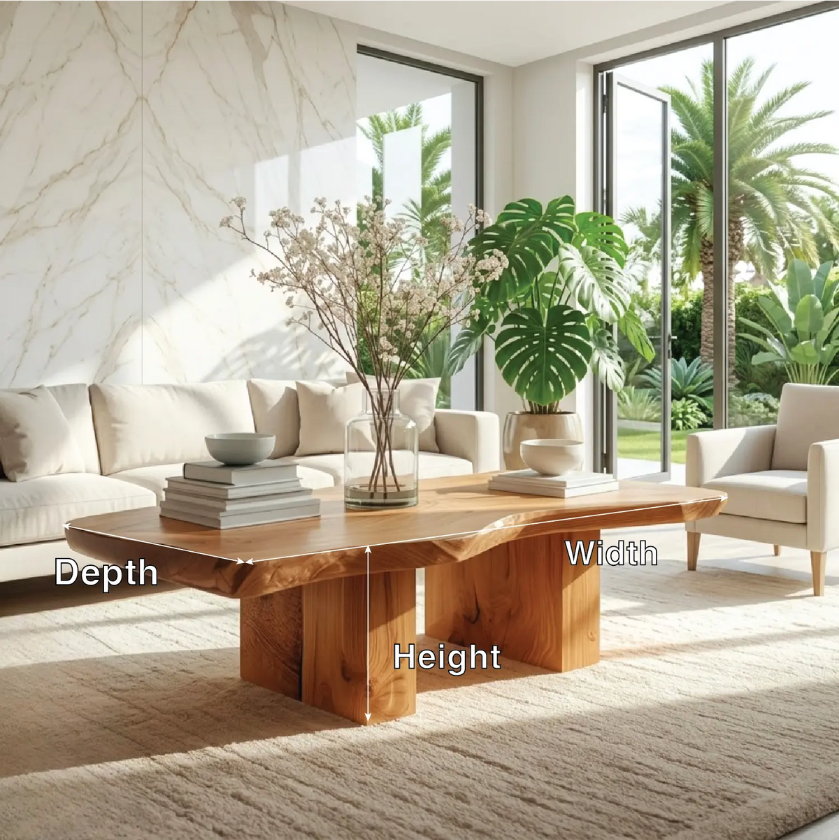 Handcrafted Natural Wood Coffee Table with Sculptural Design - view 7 of 7