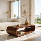 Modern Curved Coffee Table with Open Shelf for Contemporary Minimalist Interiors - view 6 of 7