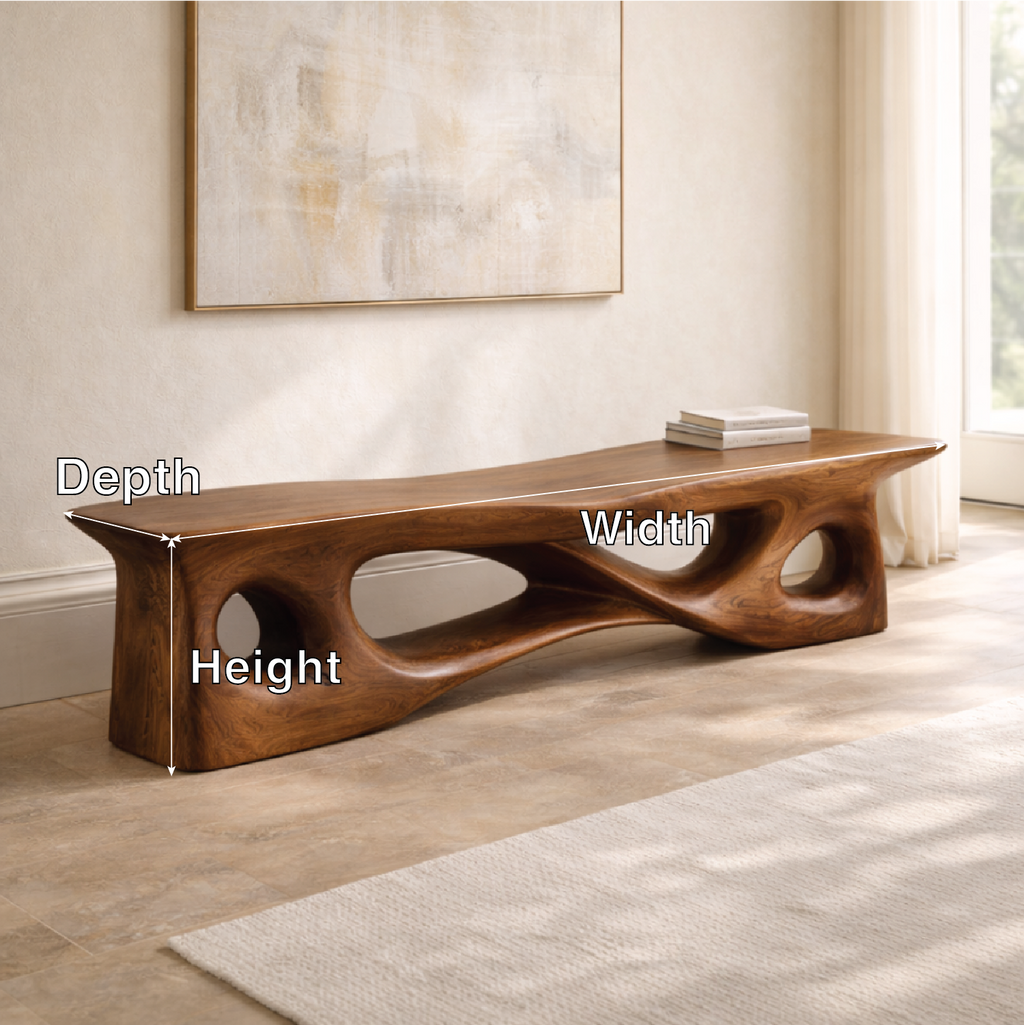 Sculptural Entryway Bench Organic Curved Hallway Seat Statement Minimalist Furniture - view 6 of 7