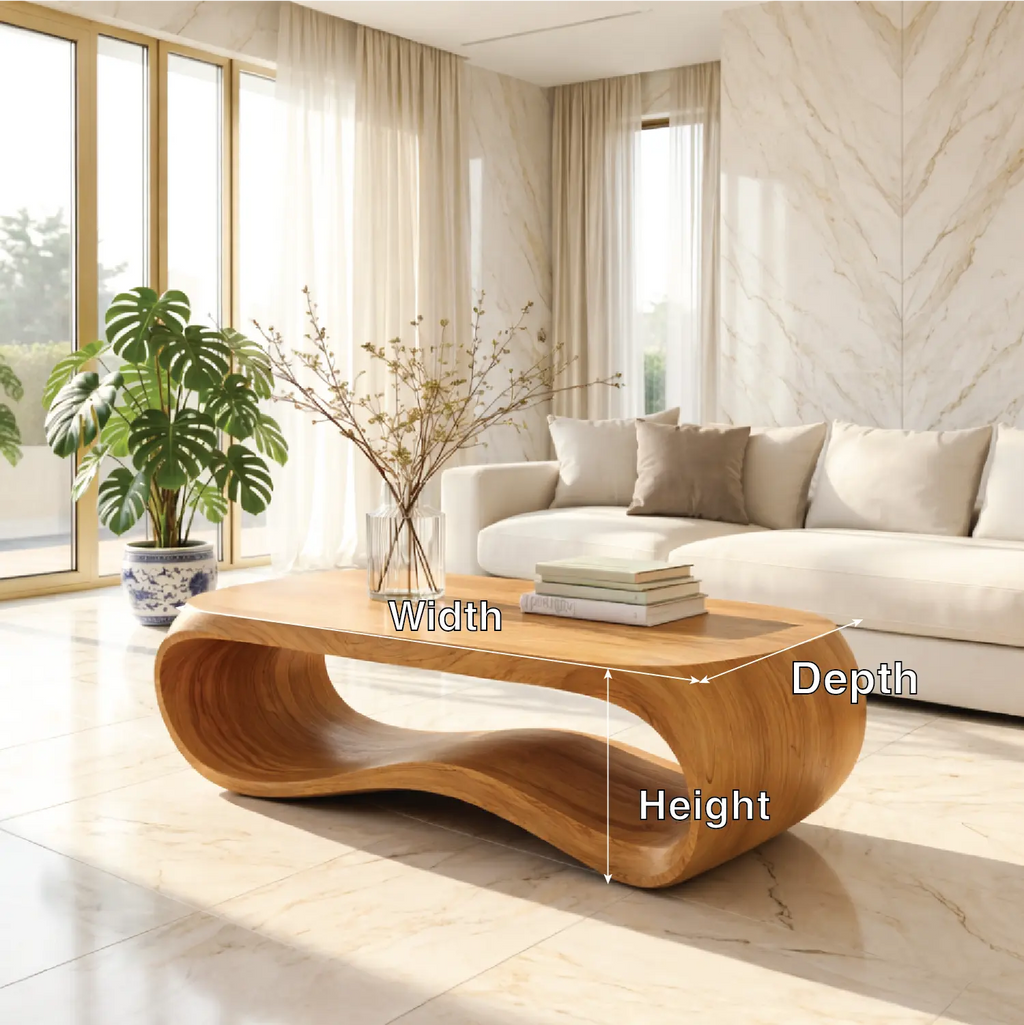 Contemporary Sculptural Wood Coffee Table with Curved Design - view 7 of 7