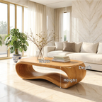 Contemporary Sculptural Wood Coffee Table with Curved Design - view 7 of 7